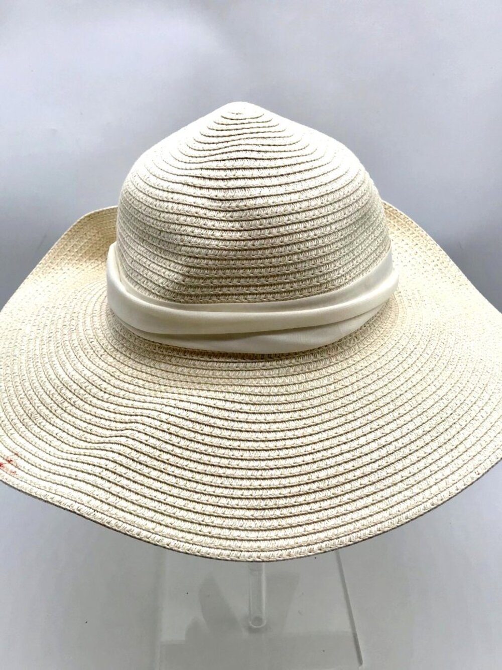 Giani Bernini Ivory And Tan Adjustable Sun Hat With Ribbon - Picture 2 of 11